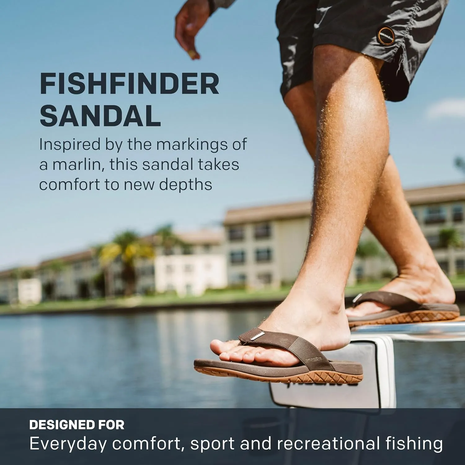 Grundens Men's FishFinder Sandals | Quick-Drying, Comfortable, and Versatile Mens Flip Flops with Enhanced Traction & Full Arch Support for Fishing and Outdoor Wear