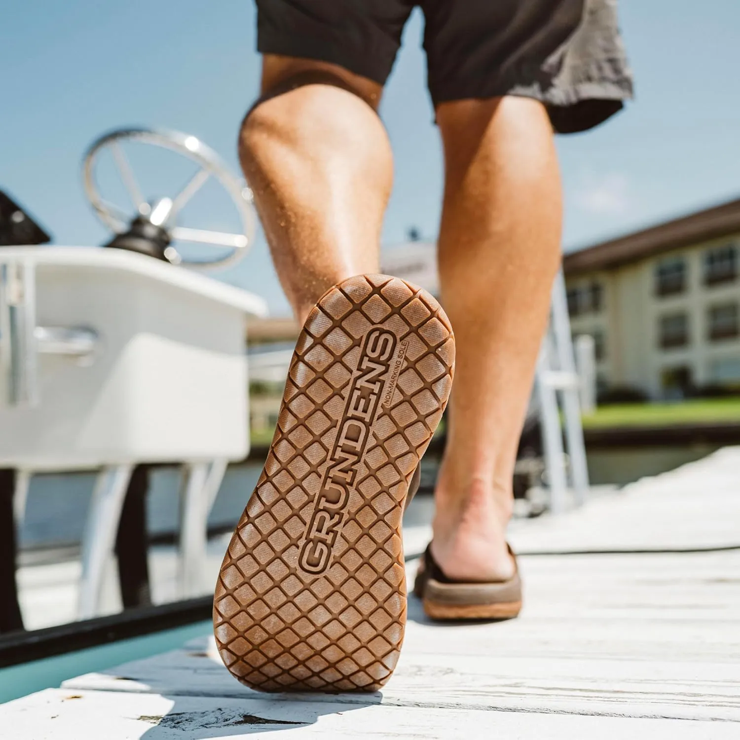Grundens Men's FishFinder Sandals | Quick-Drying, Comfortable, and Versatile Mens Flip Flops with Enhanced Traction & Full Arch Support for Fishing and Outdoor Wear