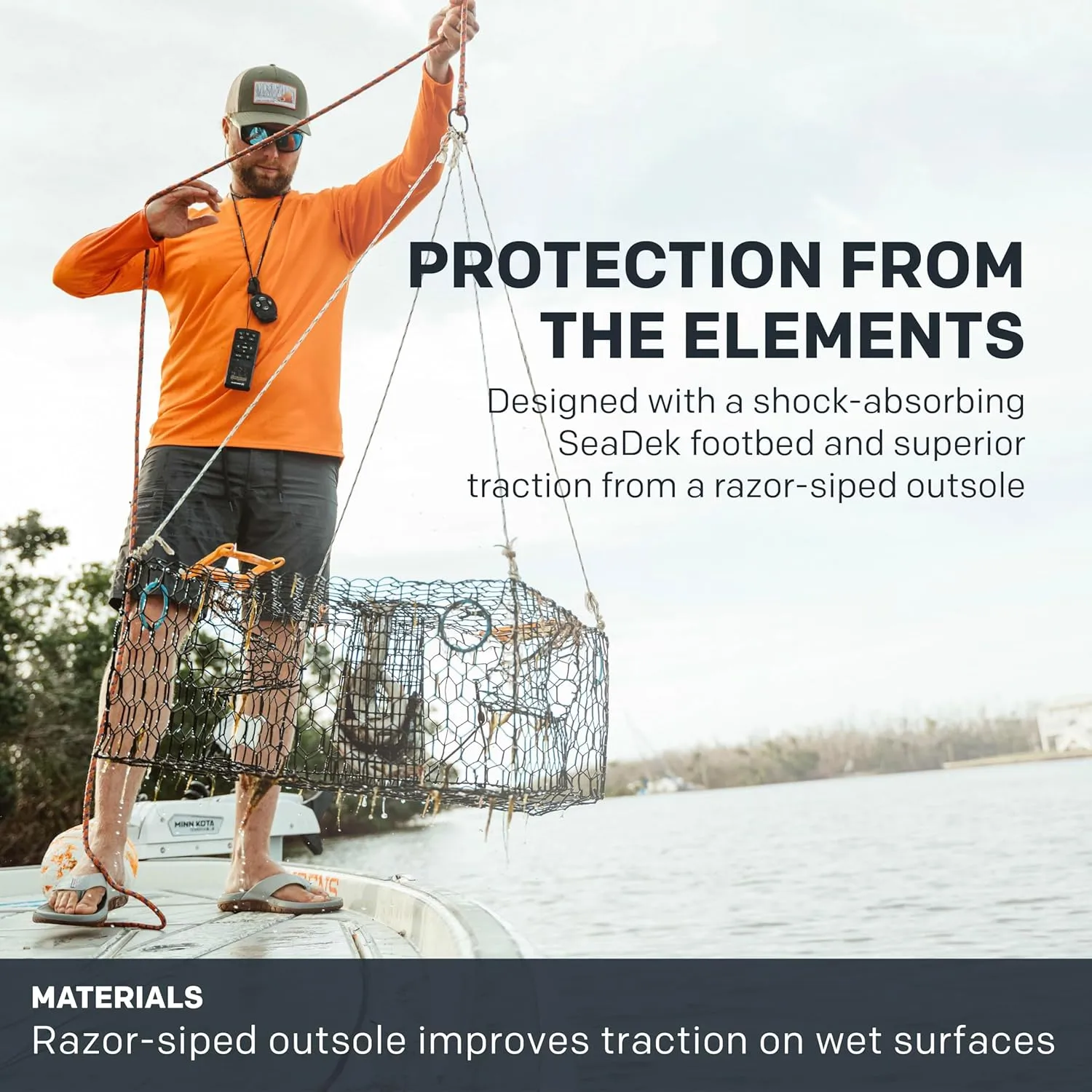 Grundens Men's FishFinder Sandals | Quick-Drying, Comfortable, and Versatile Mens Flip Flops with Enhanced Traction & Full Arch Support for Fishing and Outdoor Wear