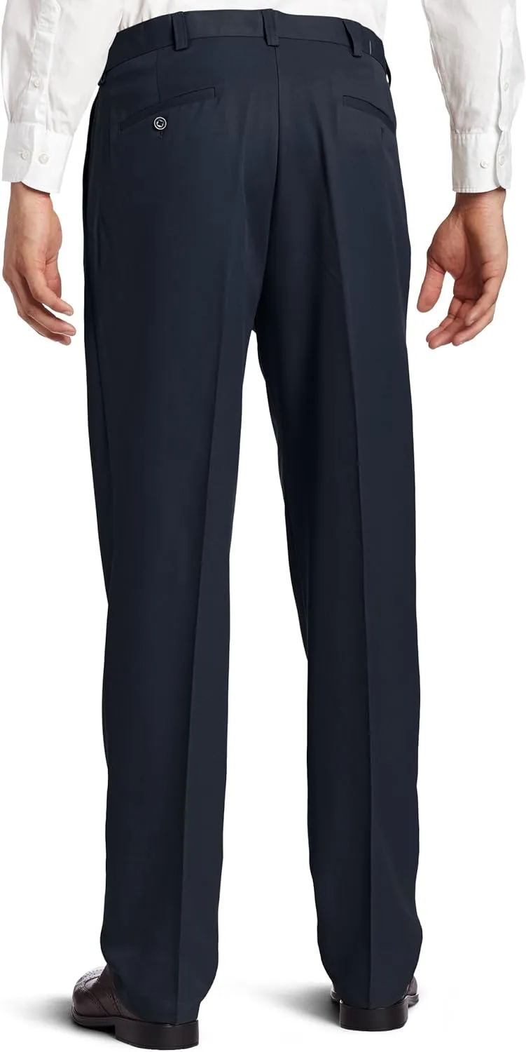Haggar Men's Cool 18 Hidden Expandable Waist Pleat Front Pant-Regular and Big & Tall Sizes