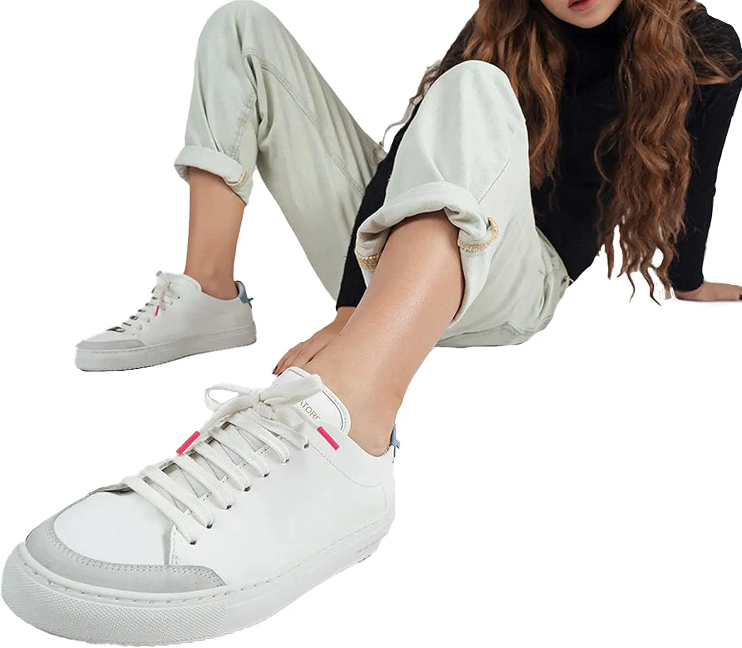 Handmade Women's Azurro Everyday Sneaker | Azurro Sneakers Shoes for Women - Classic Premium Italian Leather Walking & Casual Fashion Sneakers with Comfort Lace Up for Girls