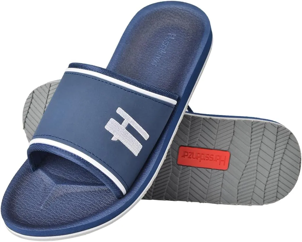 Harssidanzar Mens Slide Sandals Open Toe Sandals with Soft Lightweight Arch Support Footbed KM231US