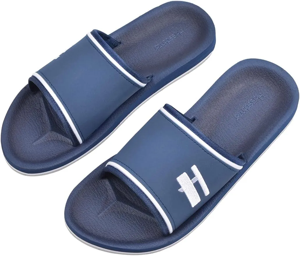 Harssidanzar Mens Slide Sandals Open Toe Sandals with Soft Lightweight Arch Support Footbed KM231US