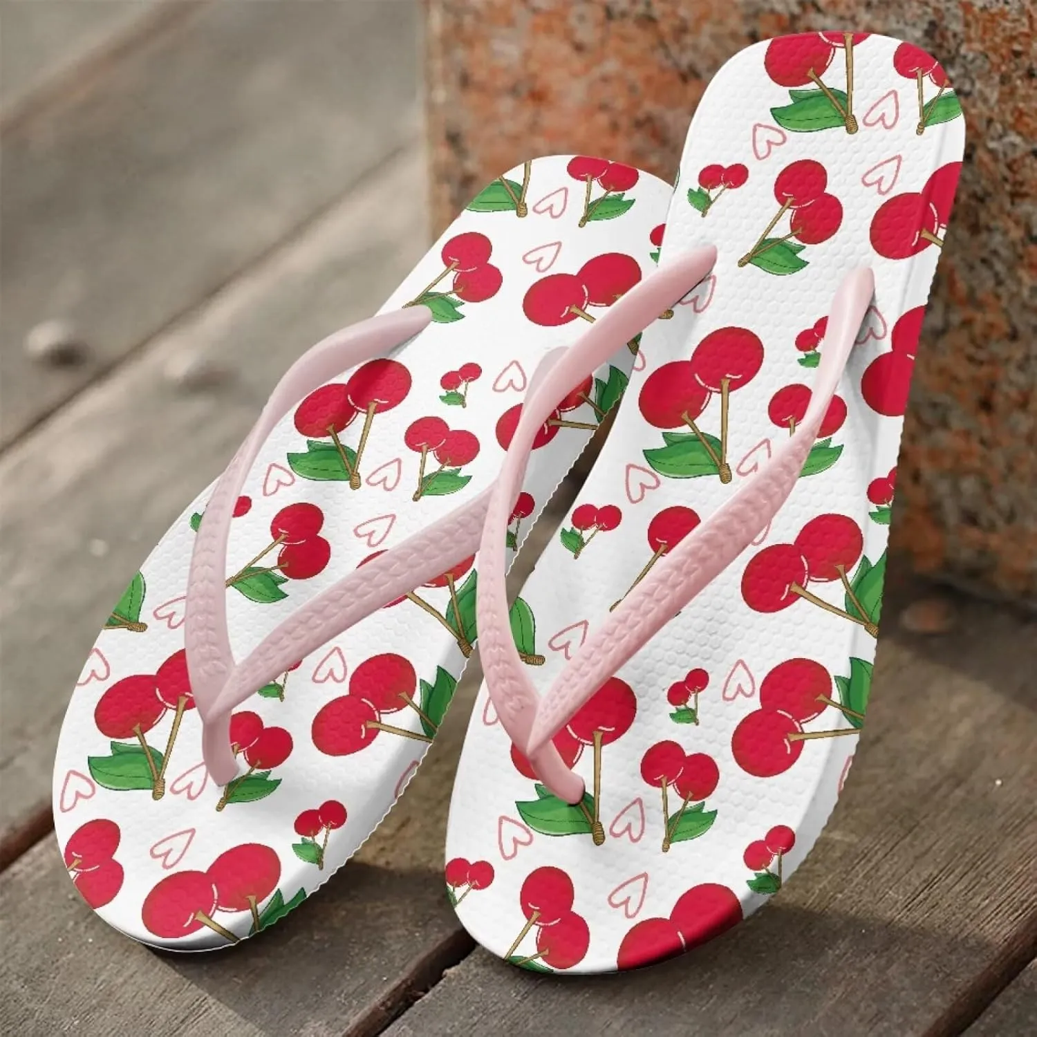 Hawaii Fruit Flip Flops Yoga Sandals for Women Memory Foam Footbed Summer Slippers Non Slip Beach Rubber Shower Shoes Outdoor Indoor Slipper Shoe