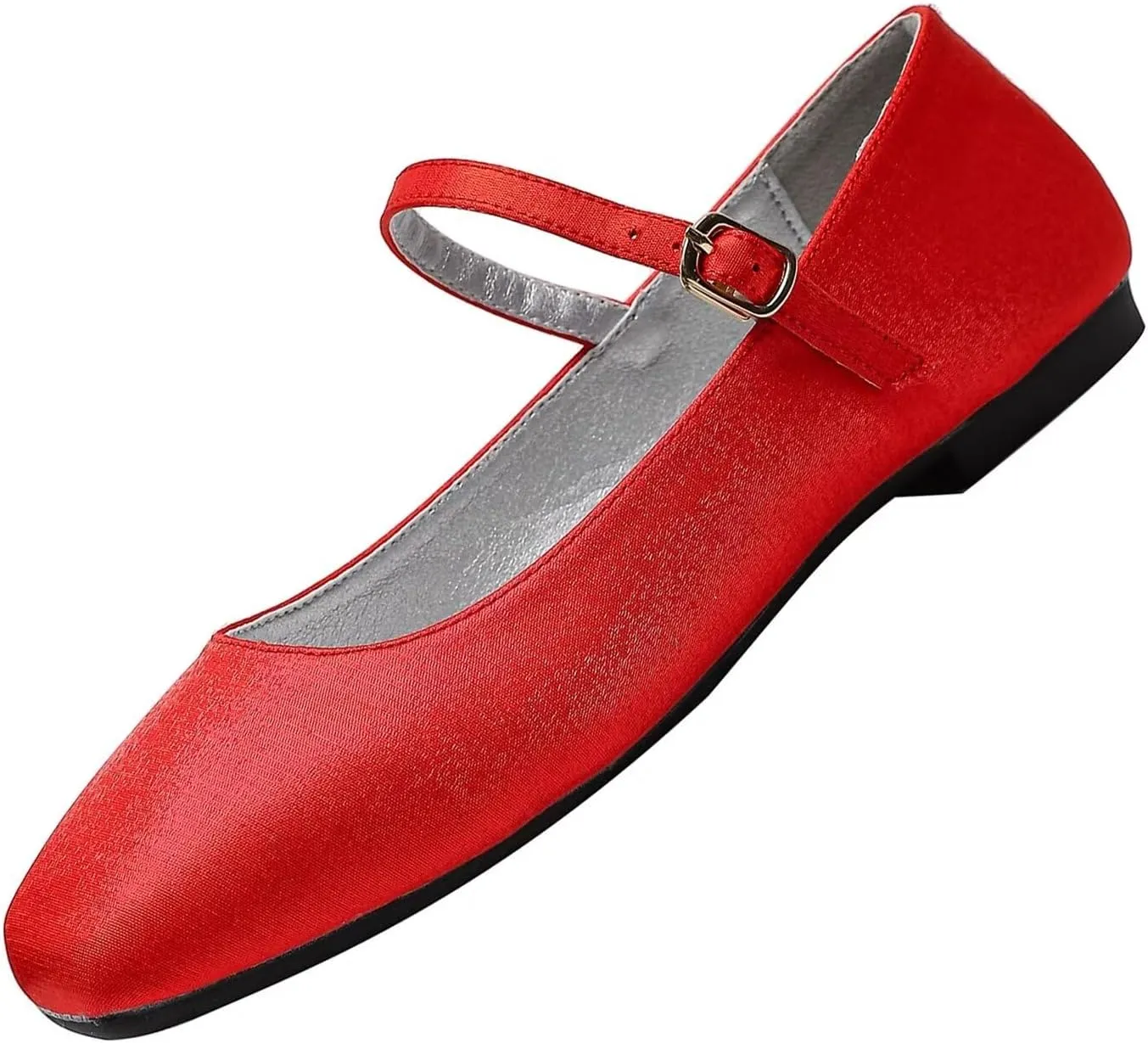 Hee grand Mary Jane Shoes for Women Comfortable Square Toe Ballet Flats with Straps Satin Dress Shoes