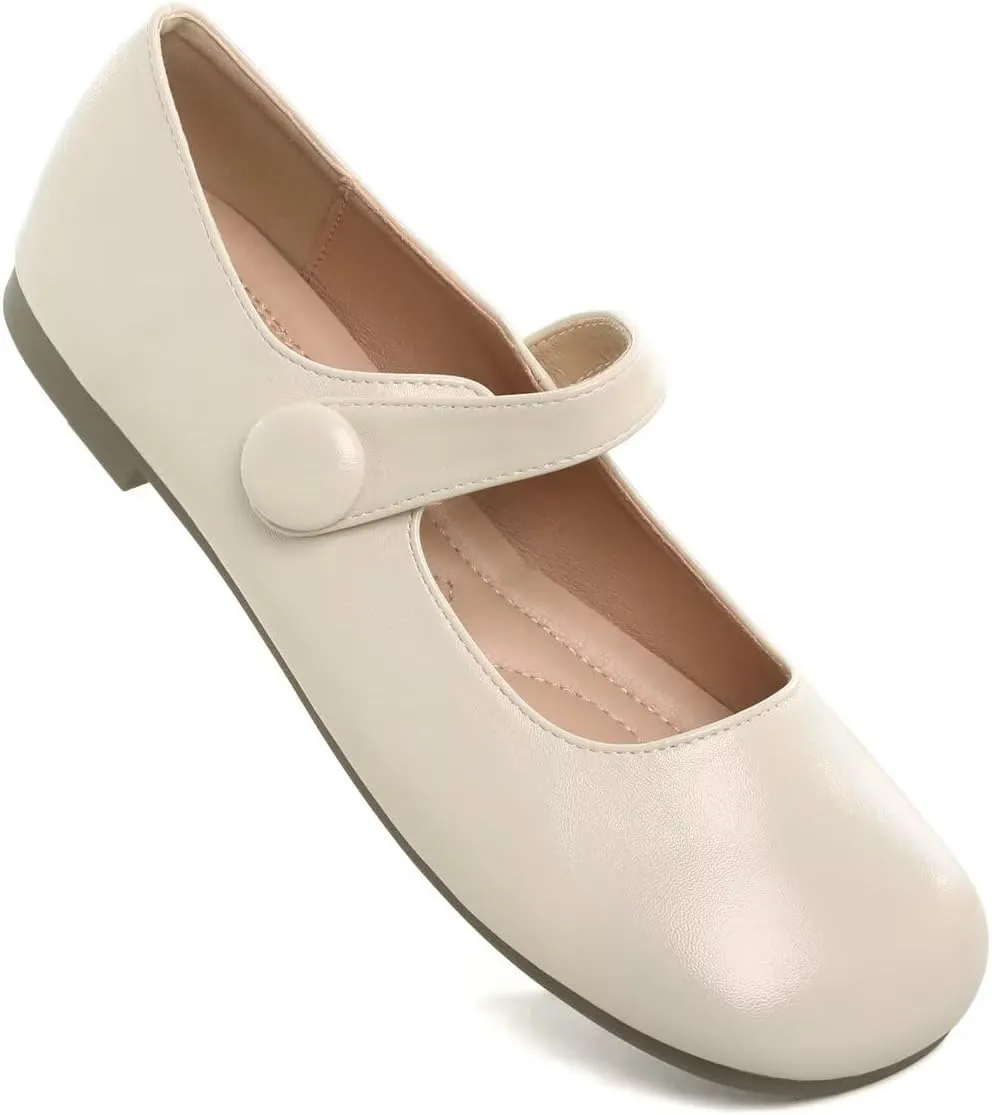 Hee grand Retro Mary Jane Shoes for Women Cute Square Toe Buckle Ballet Flats Leather Dress Flats Soft Work Flats