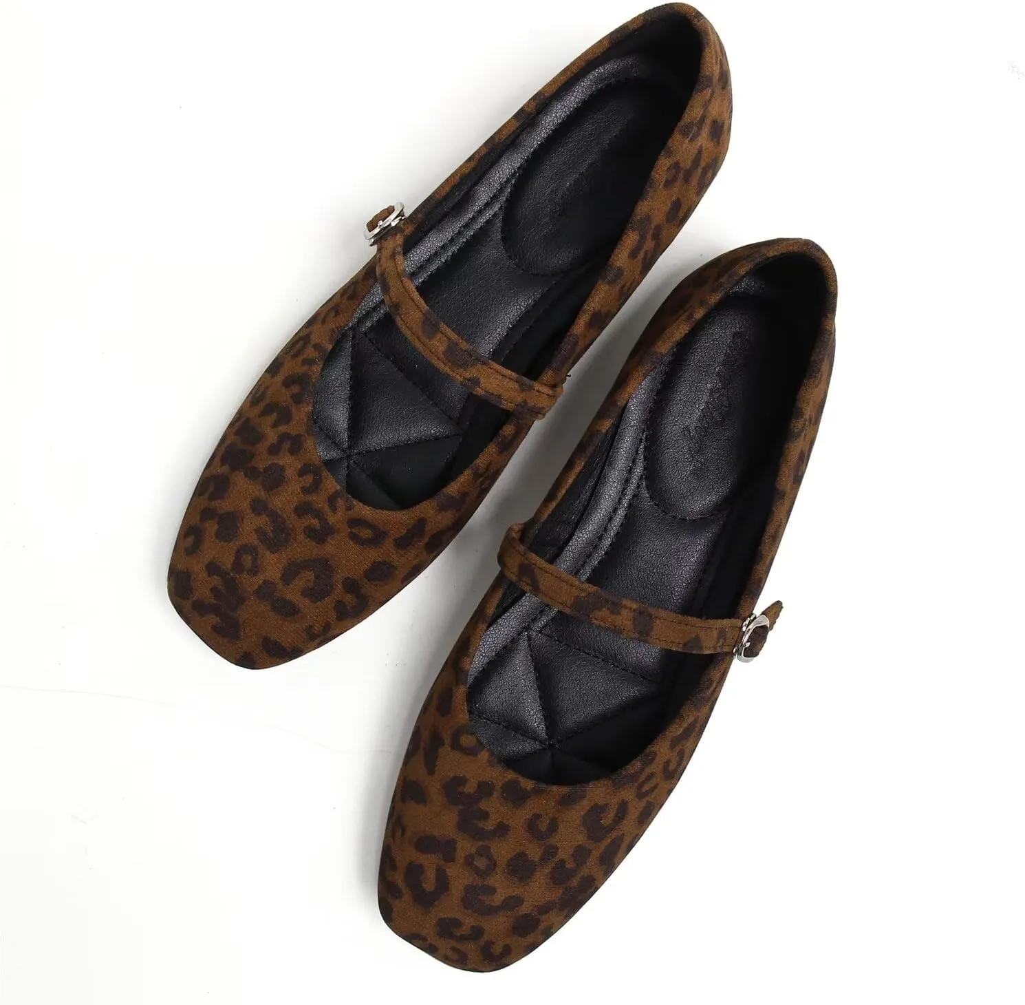 Hee grand Velvet Mary Jane Flats for Women Dressy Comfortable Square Toe Ballet Flats with Buckle Strap Retro Mary Jane Shoes