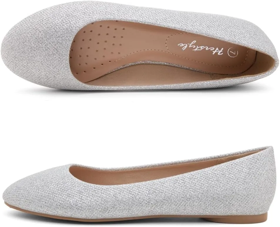 Herstyle Ever Memory Women's Ballet Flats Dressy Flat Shoes Almond Toe Ballerina Comfortable Slip-On Casual Flats for Daily Wear Work Office and Party