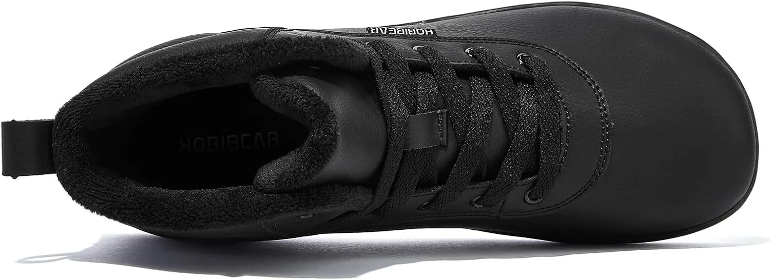 HOBIBEAR Womens Winter Barefoot Shoes Men Wide Toe Box Warm Faux Fur Lined Ankle Sneakers