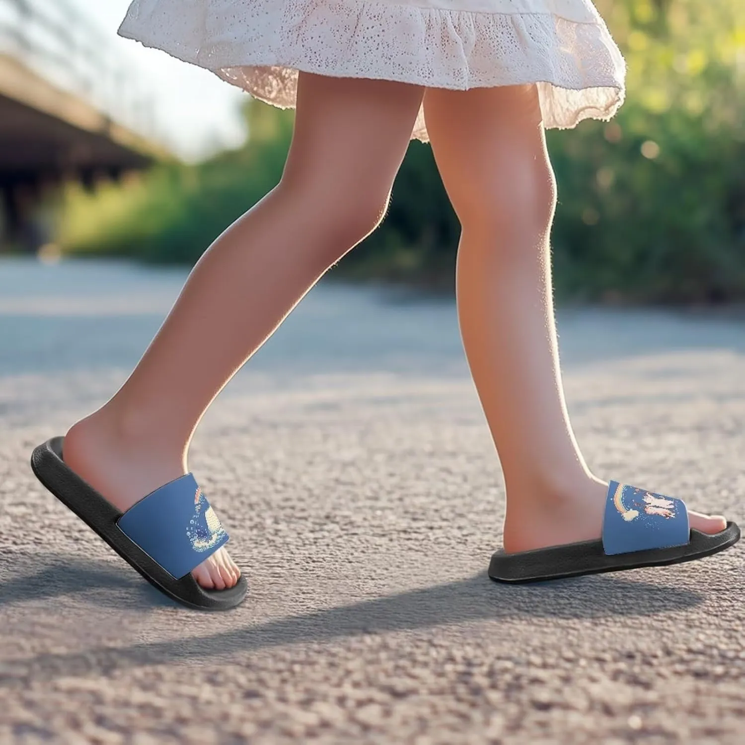 Howilath Cloud Slides for Kids Non-Slip Slipper Quick Drying Sandals for Boys and Girls Home Shower Bathroom Beach Shoes 11-7