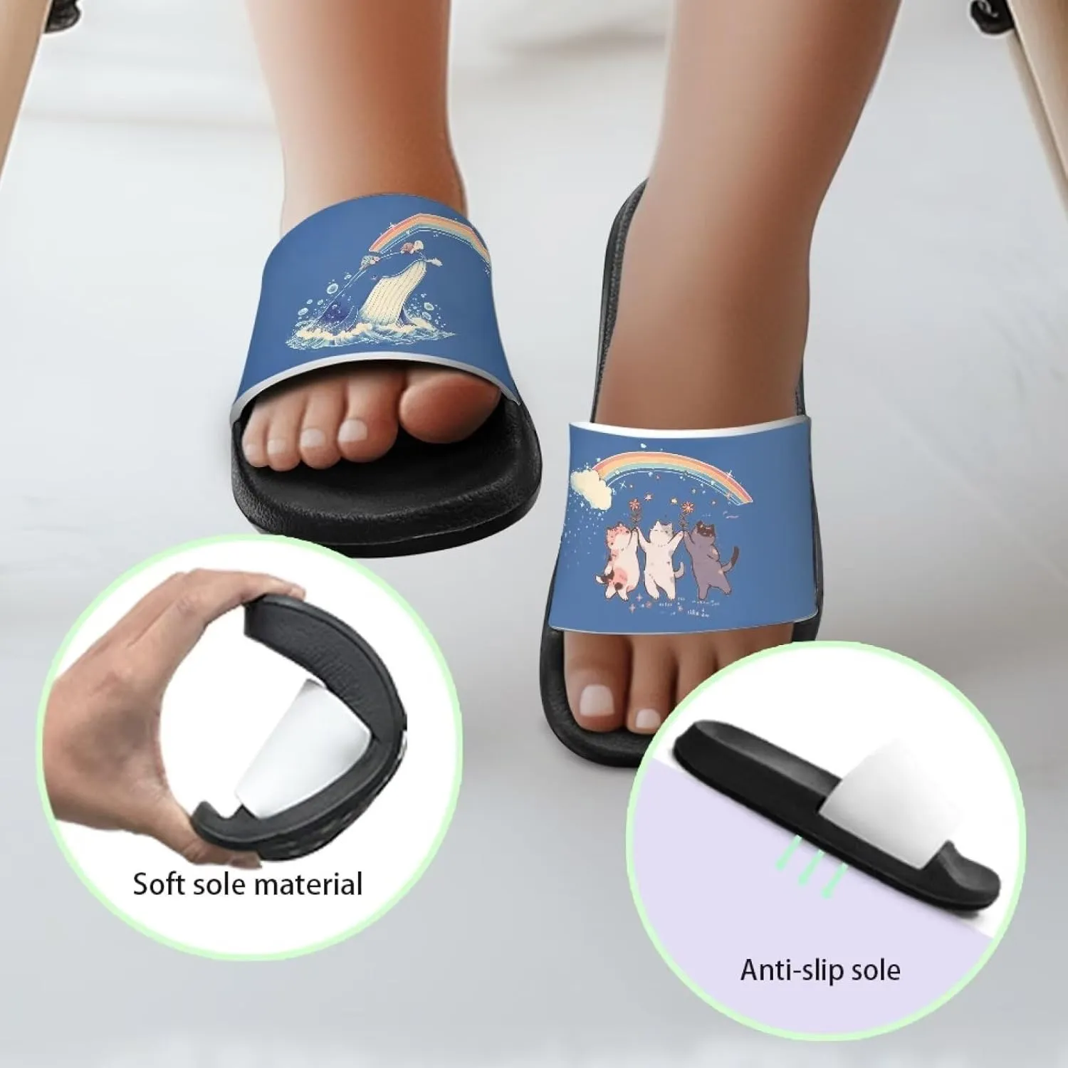Howilath Cloud Slides for Kids Non-Slip Slipper Quick Drying Sandals for Boys and Girls Home Shower Bathroom Beach Shoes 11-7