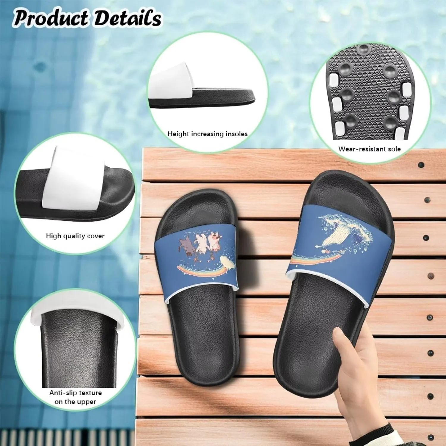 Howilath Cloud Slides for Kids Non-Slip Slipper Quick Drying Sandals for Boys and Girls Home Shower Bathroom Beach Shoes 11-7
