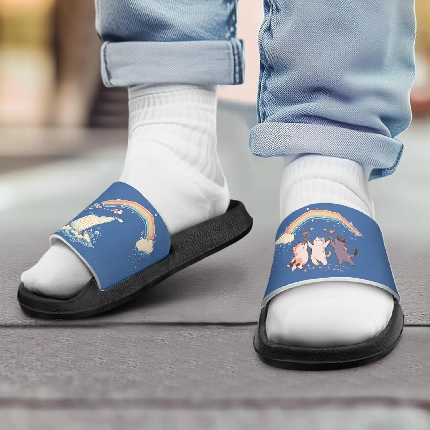 Howilath Cloud Slides for Kids Non-Slip Slipper Quick Drying Sandals for Boys and Girls Home Shower Bathroom Beach Shoes 11-7