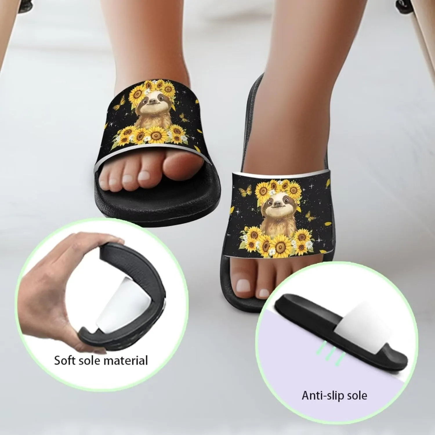 Howilath Kids Slide Sandal Non-Slip Open Toe Slippers Quick Dry Beach Shoes Unisex Child Summer Sandals