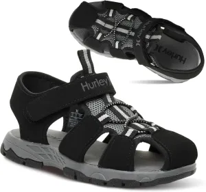 Hurley Kid's Deck Water Sandals, Sports and Beach Sandals for Boys and Girls, Lightweight Semi Closed Toe Sandals with Adjustable Upper - for Outdoors, Water Play and Pool