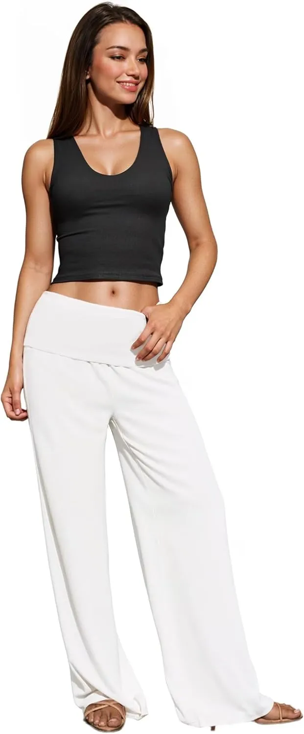 Hybrid & Company Womens Super Comfy Flowy Wide Leg Palazzo Pants Made in USA