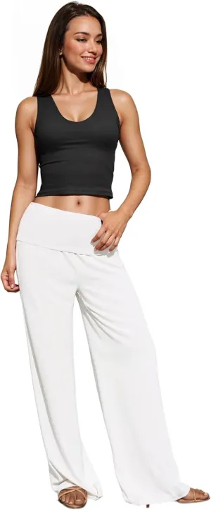 Hybrid & Company Womens Super Comfy Flowy Wide Leg Palazzo Pants Made in USA