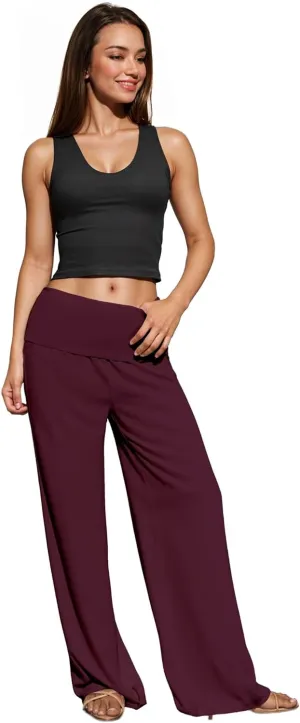 Hybrid & Company Womens Super Comfy Flowy Wide Leg Palazzo Pants Made in USA