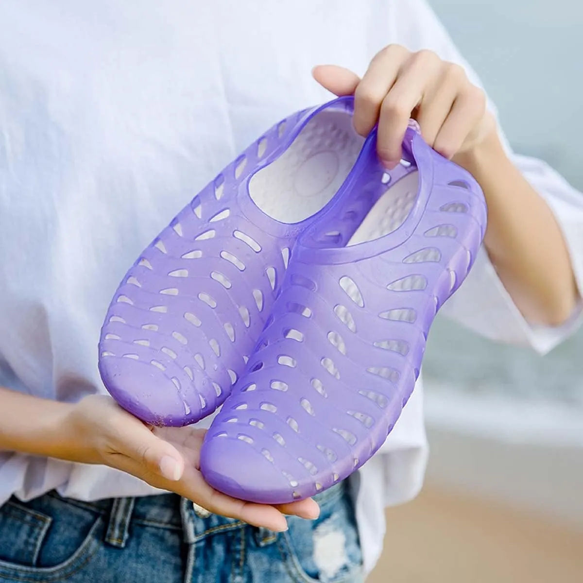 HYDLONGR Men's Women's Lightweight Breathable Non-Slip Garden Sandals Quick-Drying Hole Water Shoes Beach Kayaking Shoes