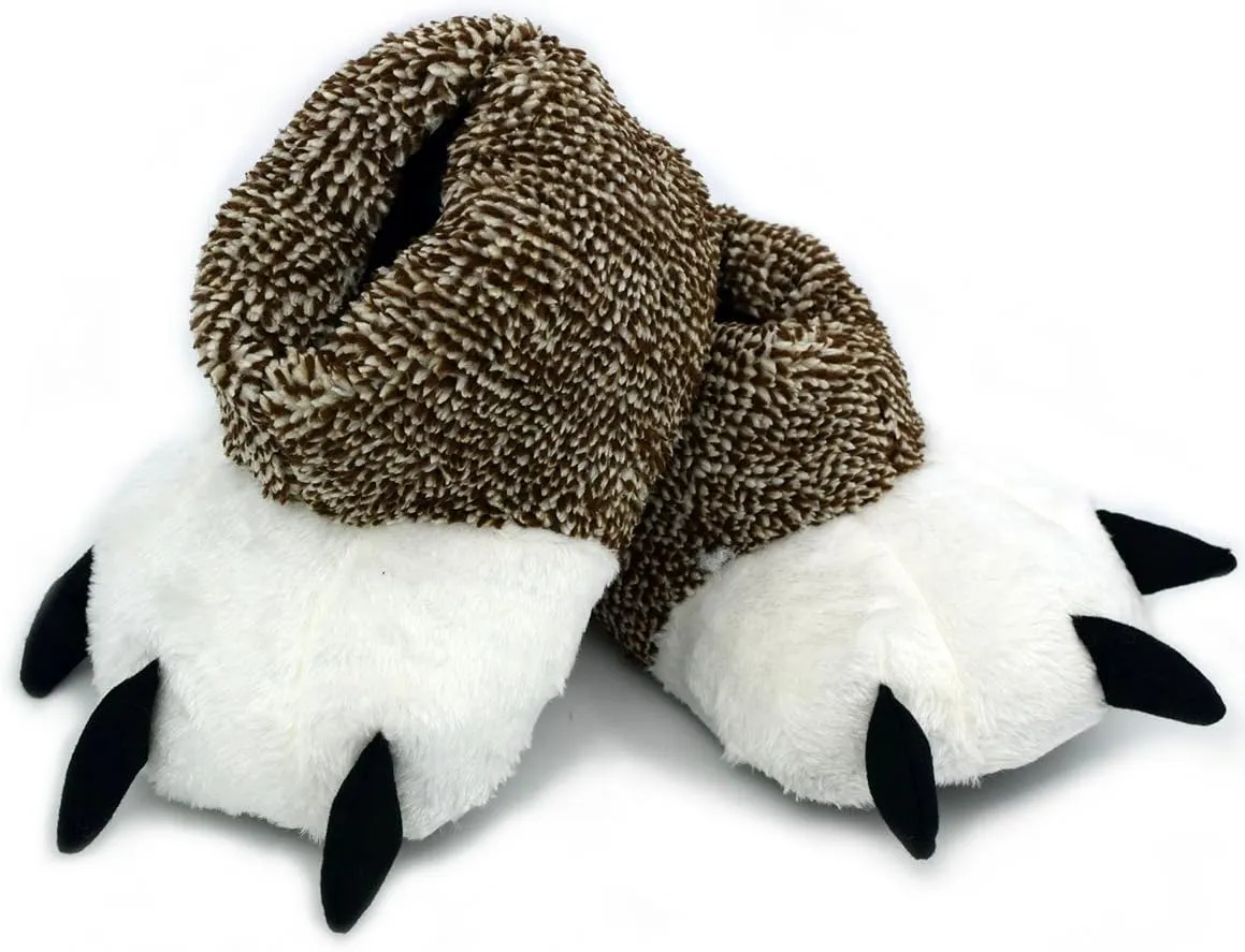 Ibeauti Unisex Polar Bear Paw Slippers Boots Plush Furry Animal Paw House Slippers for Couples
