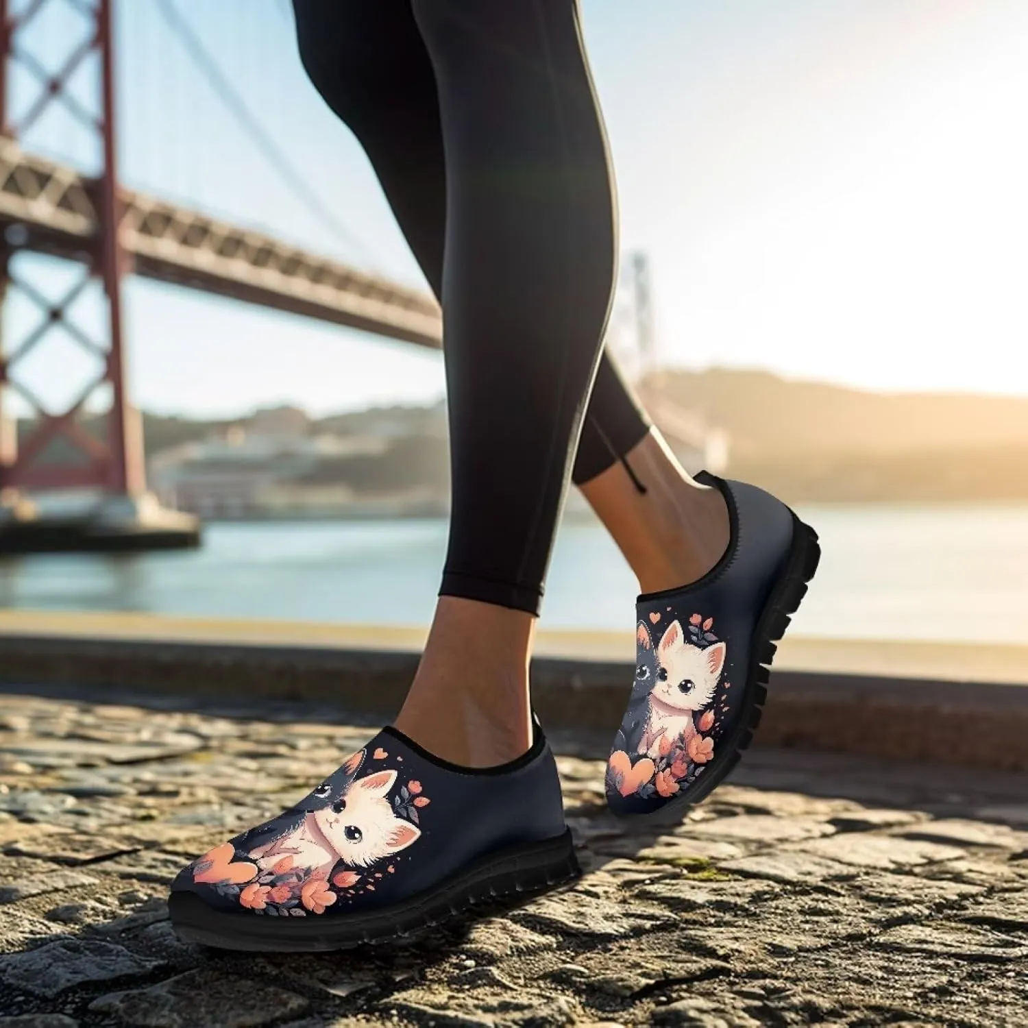 Indoor Outdoor Gym Sneakers Casual House Shoes for Women Classic Soft Breathable and Sweat-Absorbing Walking Loafers for Athletic Size 5.5-11.5 Black Sole