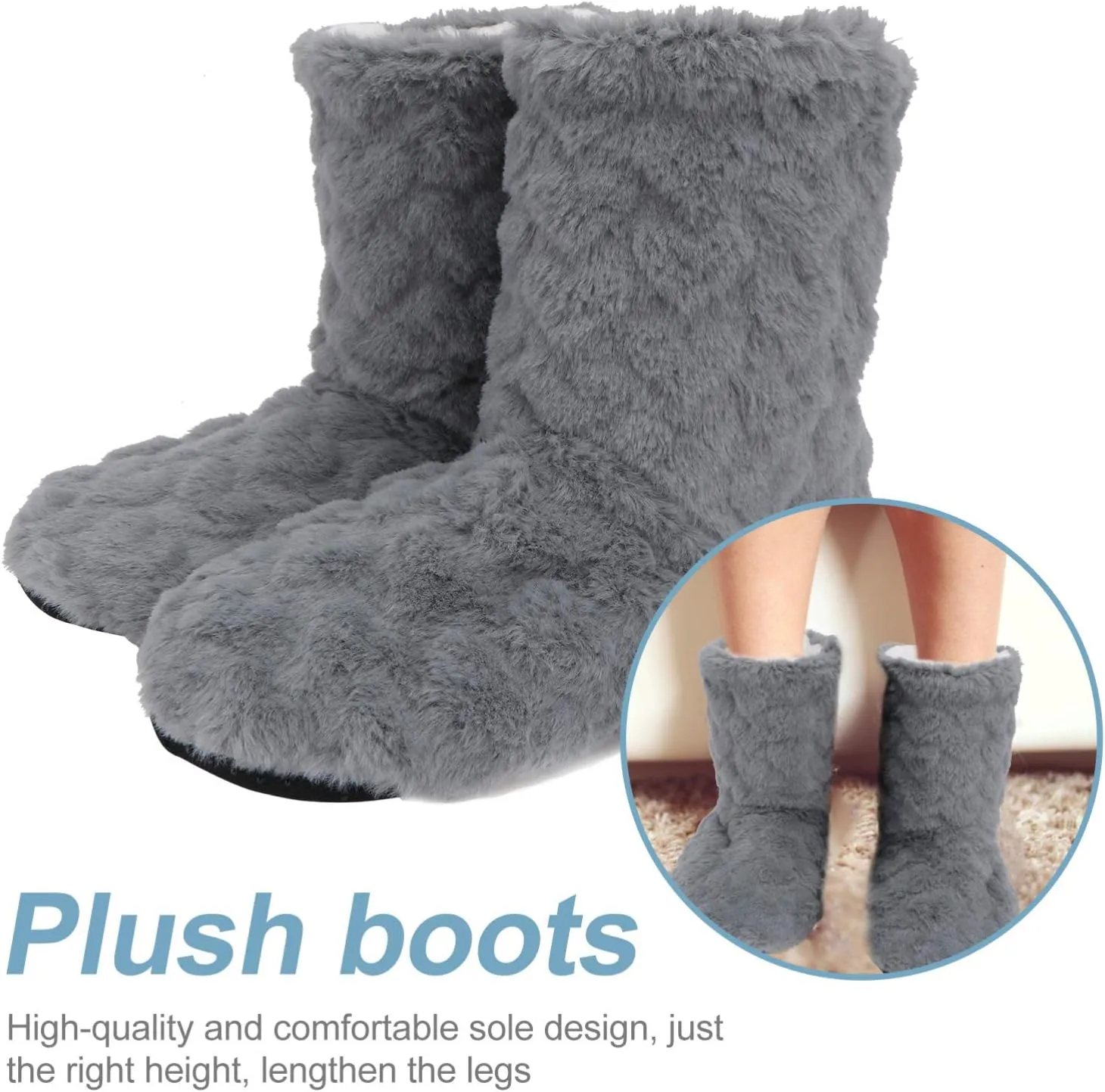 Indoor Warm Floor Footwear Thickened High Tube Floor Boots Furry House Anti- slip Slippers For Lady Women