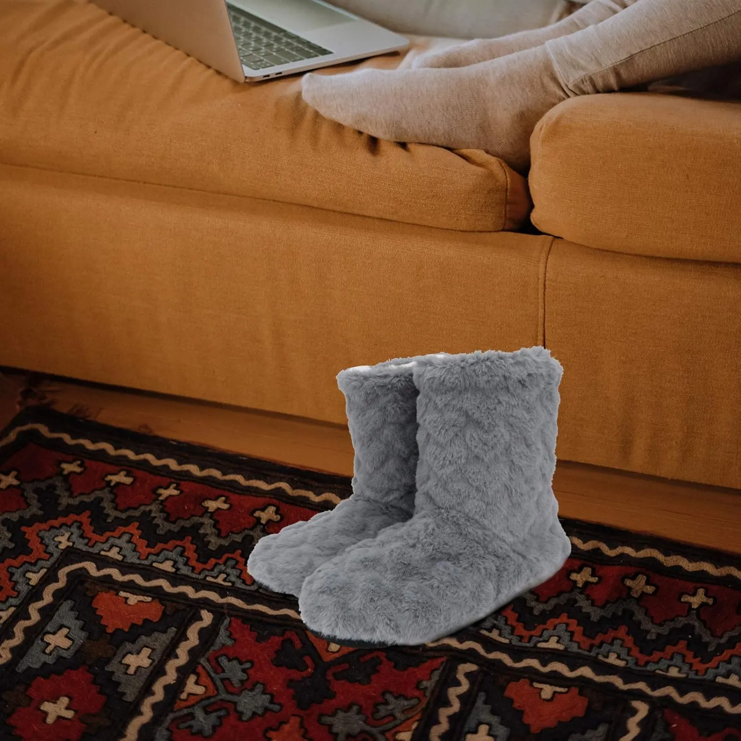 Indoor Warm Floor Footwear Thickened High Tube Floor Boots Furry House Anti- slip Slippers For Lady Women