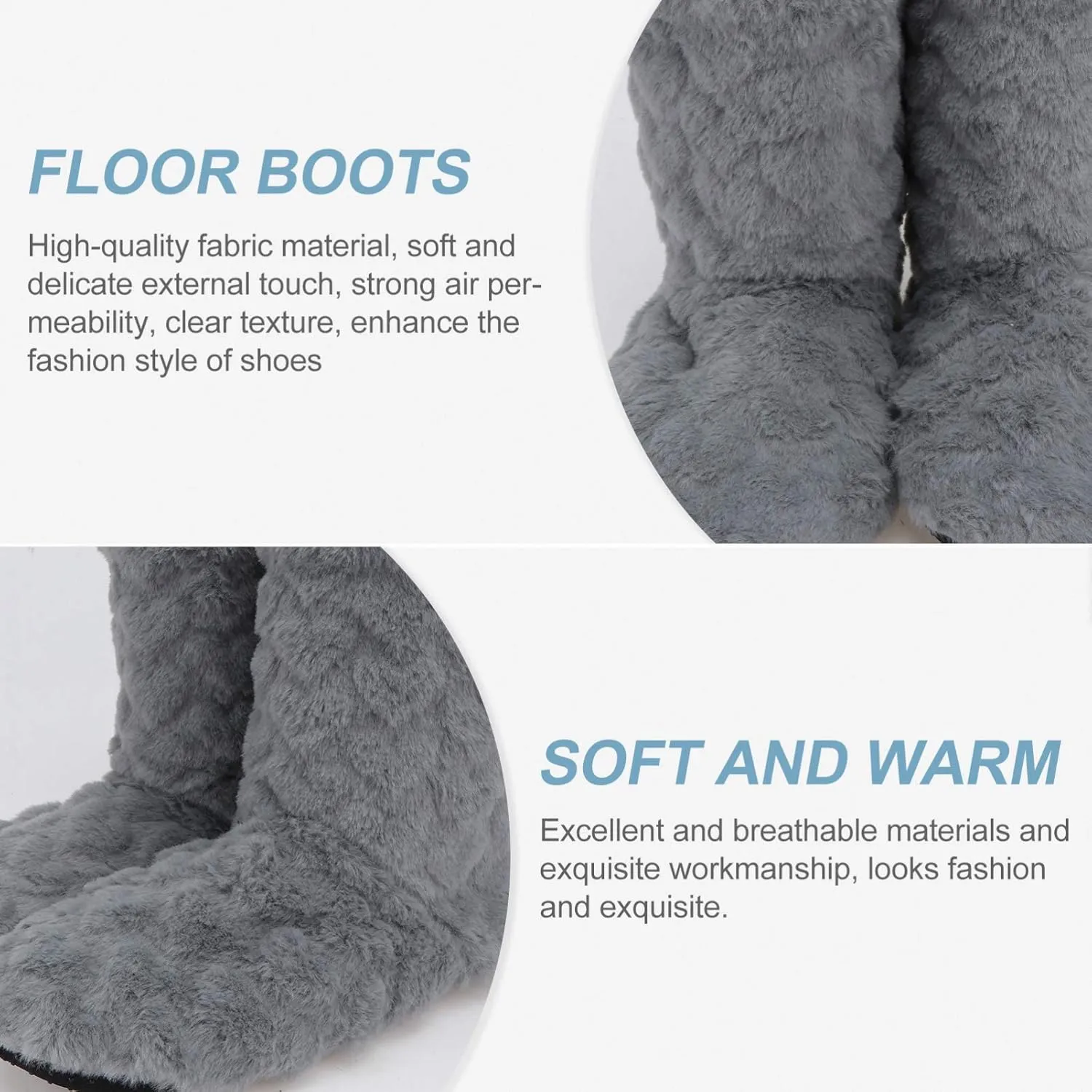 Indoor Warm Floor Footwear Thickened High Tube Floor Boots Furry House Anti- slip Slippers For Lady Women