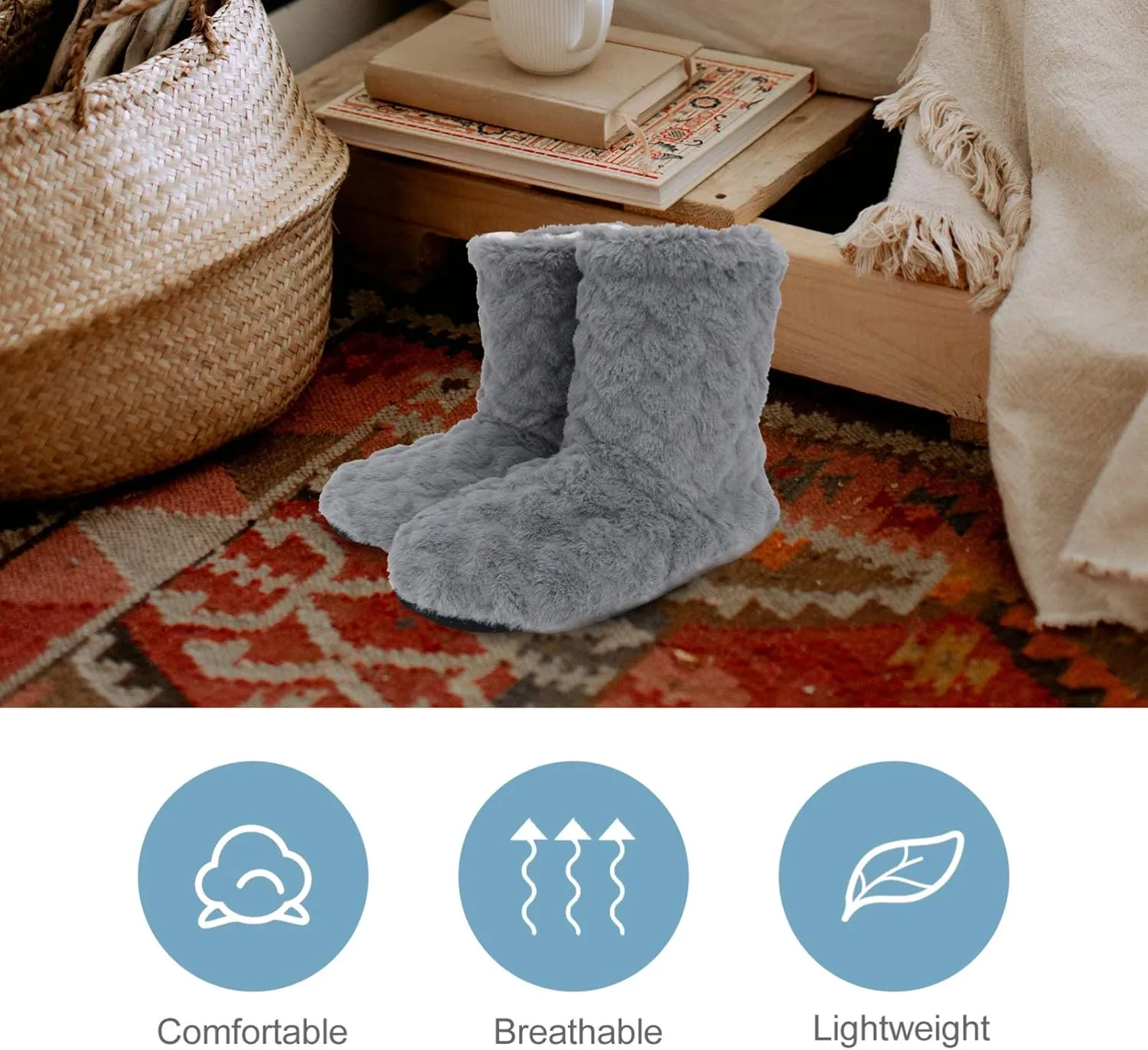 Indoor Warm Floor Footwear Thickened High Tube Floor Boots Furry House Anti- slip Slippers For Lady Women