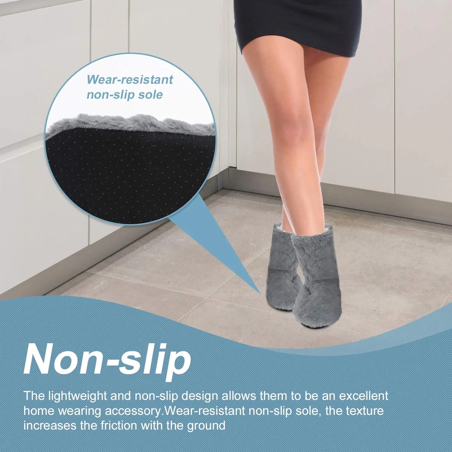 Indoor Warm Floor Footwear Thickened High Tube Floor Boots Furry House Anti- slip Slippers For Lady Women