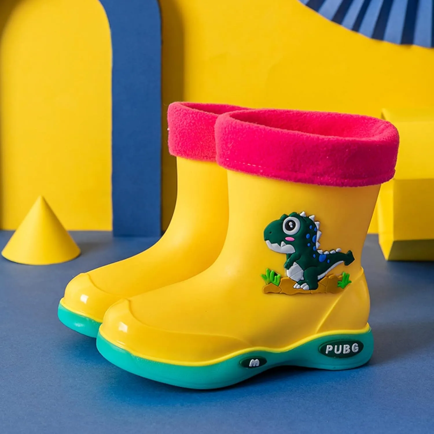 Infant Boys Girls Cute 𝐂rocodile Rain Shoes Non Slip Water Shoes Winter Warm Fleece 𝐋ining Classic Rain Boots