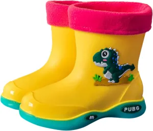 Infant Boys Girls Cute 𝐂rocodile Rain Shoes Non Slip Water Shoes Winter Warm Fleece 𝐋ining Classic Rain Boots