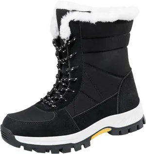 Insulated Snow Boots Men Wide Ski Boots Thickening Shoe Men Leather Boot Plush Lined Lac𝐞 Up Ankle Booties