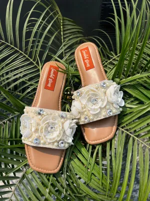 Ivory Bloom Embellished Slides