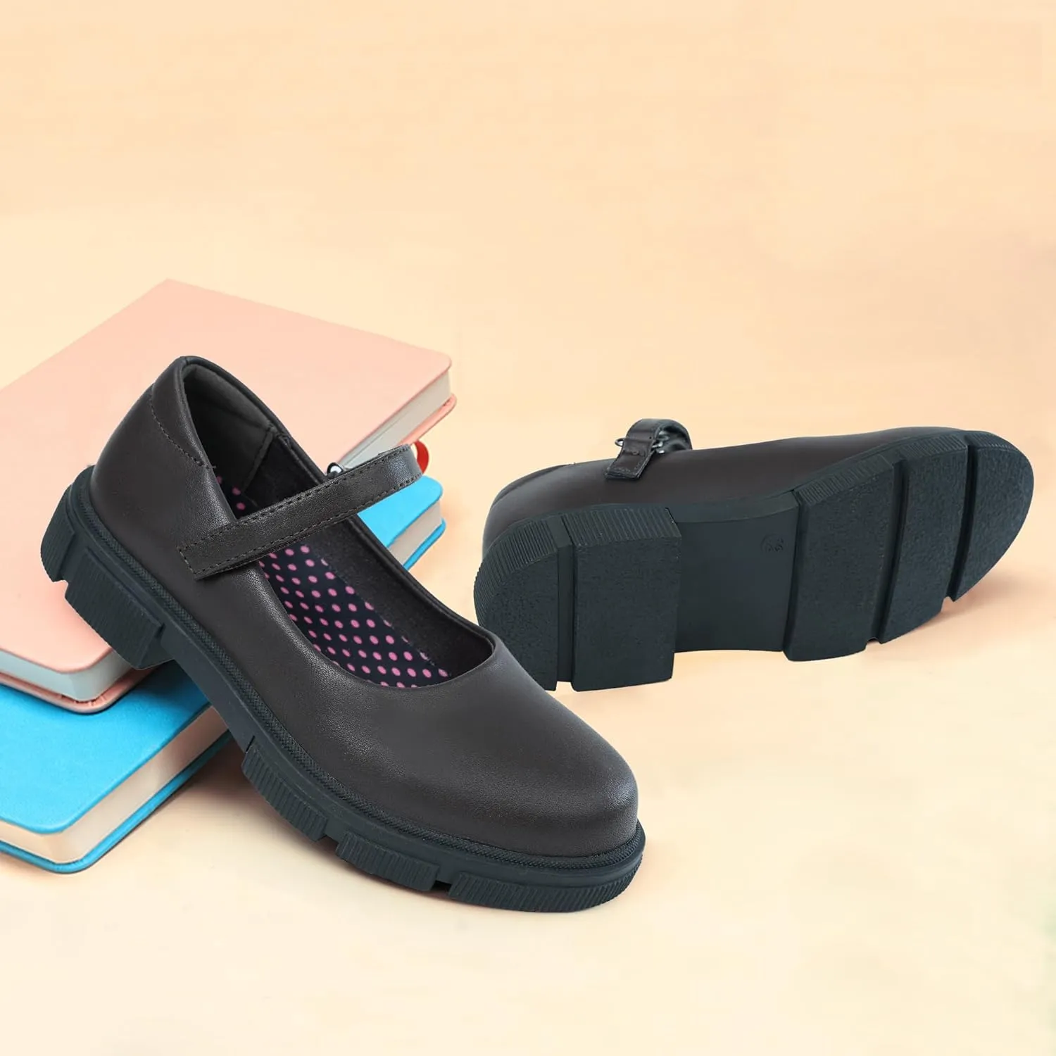 JABASIC Girls School Uniform Shoes Comfortable Mary Jane Flats