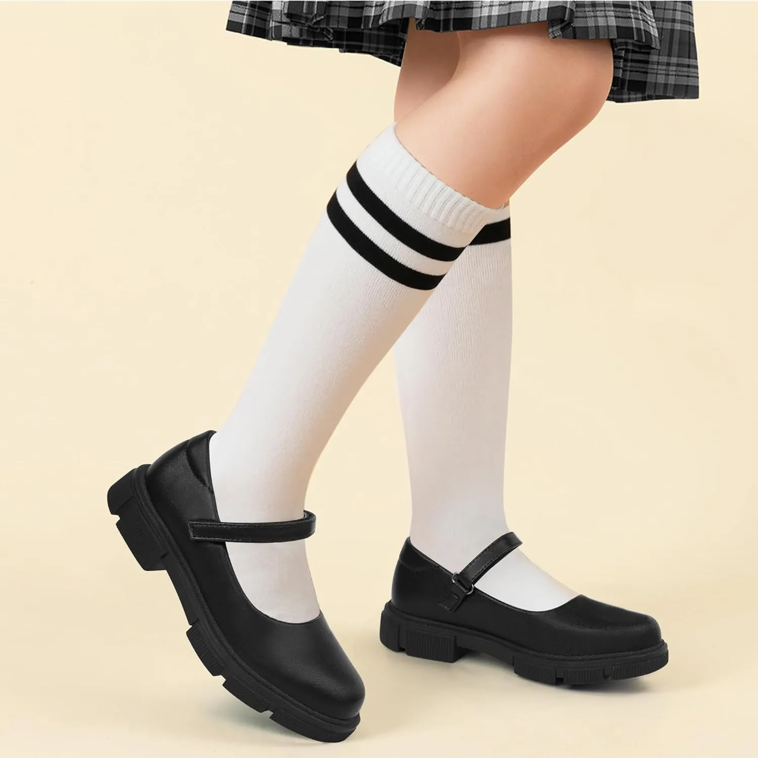 JABASIC Girls School Uniform Shoes Comfortable Mary Jane Flats