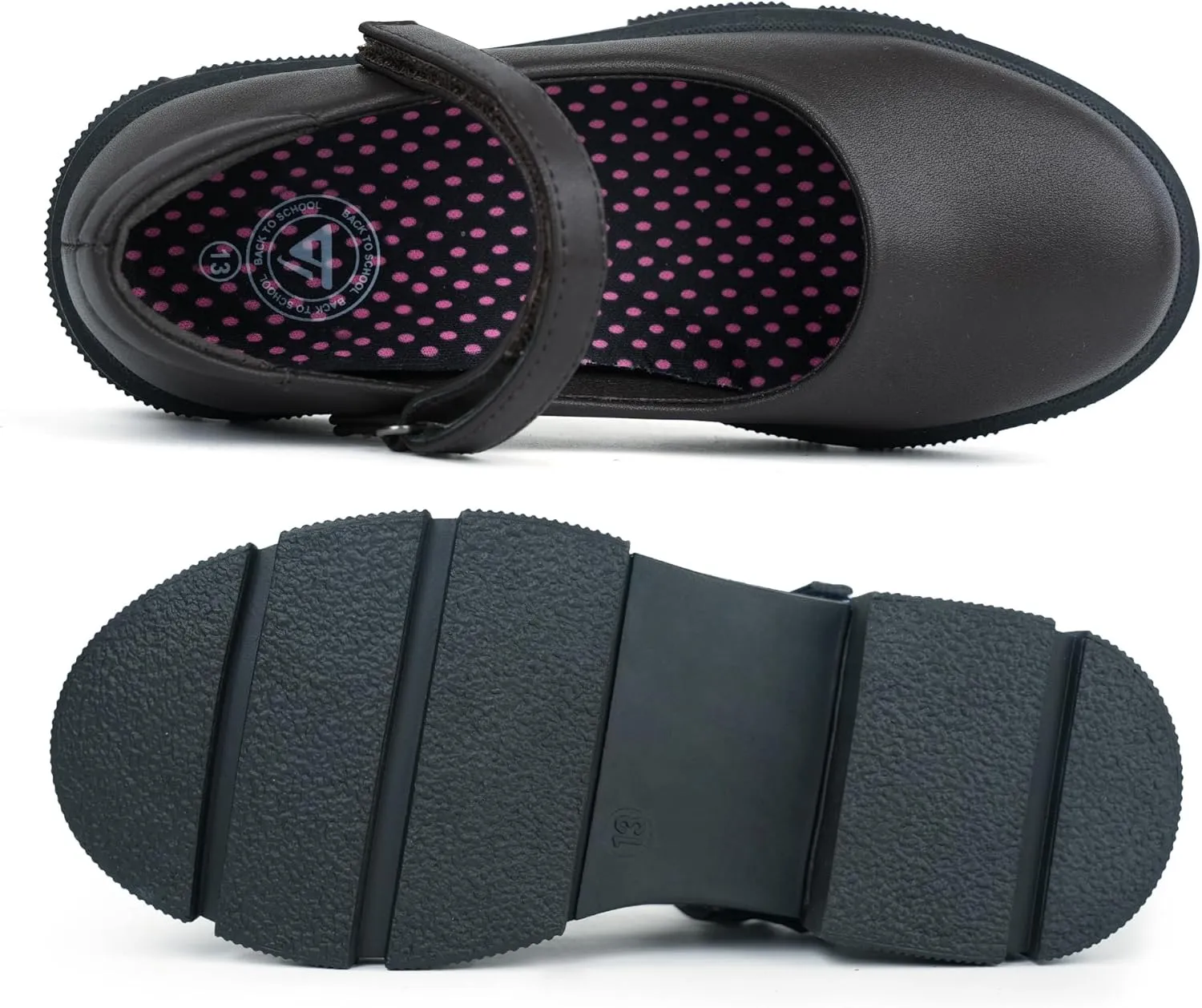 JABASIC Girls School Uniform Shoes Comfortable Mary Jane Flats