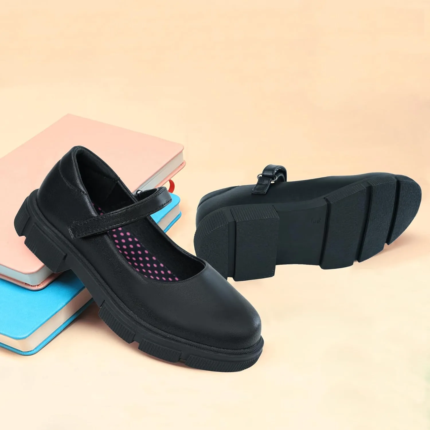 JABASIC Girls School Uniform Shoes Comfortable Mary Jane Flats