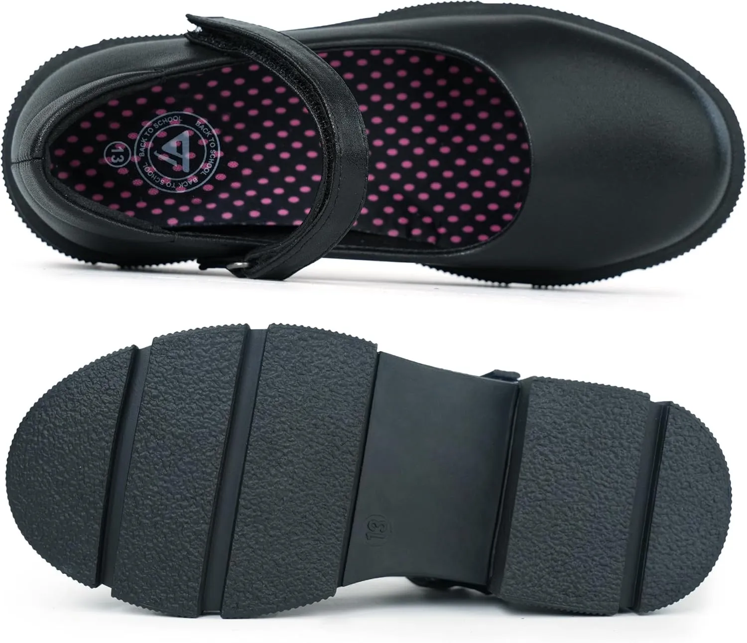 JABASIC Girls School Uniform Shoes Comfortable Mary Jane Flats