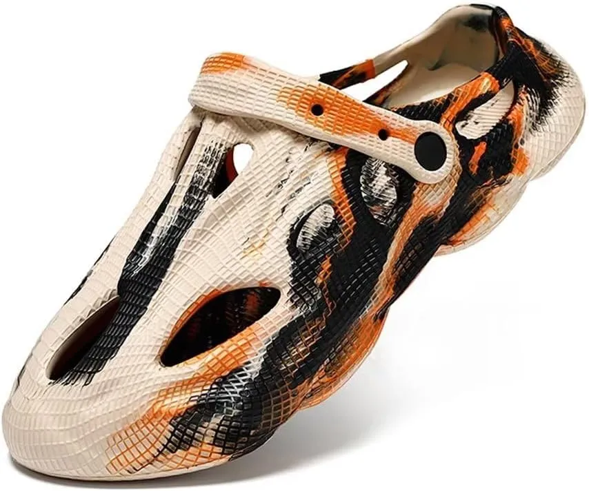 Jakcuz Mens' Sandals Slip-on Athletic Outdoor Hiking Closed Toe Slides Quick Dry Lightweight Beach Shoes with Back Strap