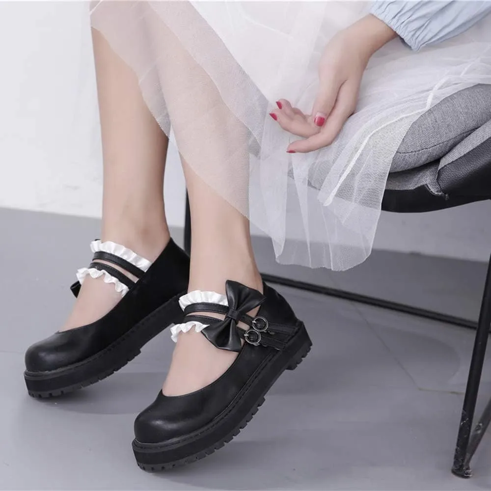 Japanese Sweet Lolita Flat Shoes Maid Cosplay Mary Jane Shoes