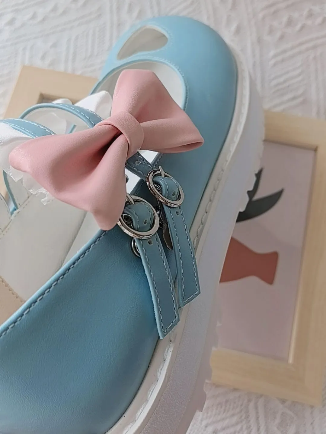 Japanese Sweet Lolita Hollow Heart Maid Cosplay Platform Mary Jane Flat Shoes