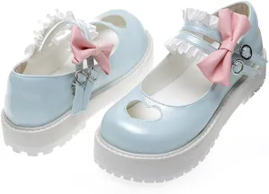 Japanese Sweet Lolita Hollow Heart Maid Cosplay Platform Mary Jane Flat Shoes