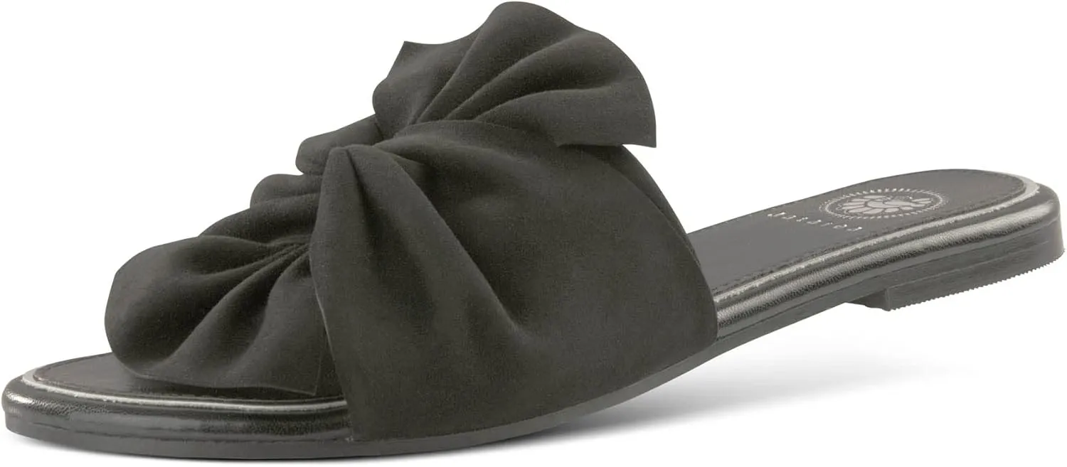 JATAREA Women’s Slip-On Leather Flat Sandals with Round Open Toe | Classic and Trendy Slippers - CAVERY