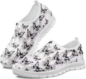 Jeiento Butterfly Flower Loafers for Women Slip on Shoes Flats Shoes Comfortable Shoes