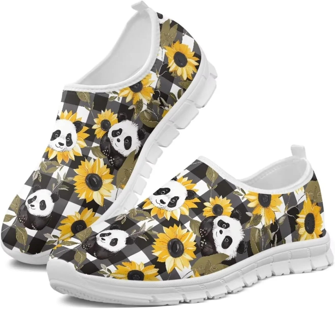 Jeiento Womens Casual Shoes Checkerboard Pattern Fashion Workout Casual Shoes Slip-On Loafers