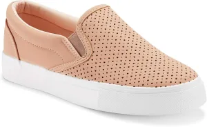 JENN ARDOR Womens Slip On Sneakers Perforated/Quilted Casual Shoes Fashion Walking Flats