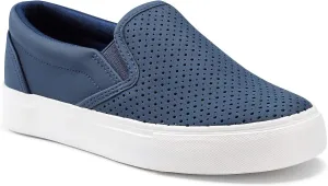 JENN ARDOR Womens Slip On Sneakers Perforated/Quilted Casual Shoes Fashion Walking Flats