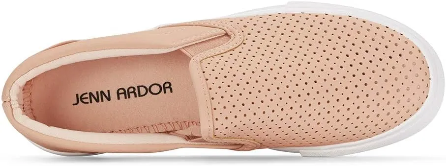 JENN ARDOR Womens Slip On Sneakers Perforated/Quilted Casual Shoes Fashion Walking Flats