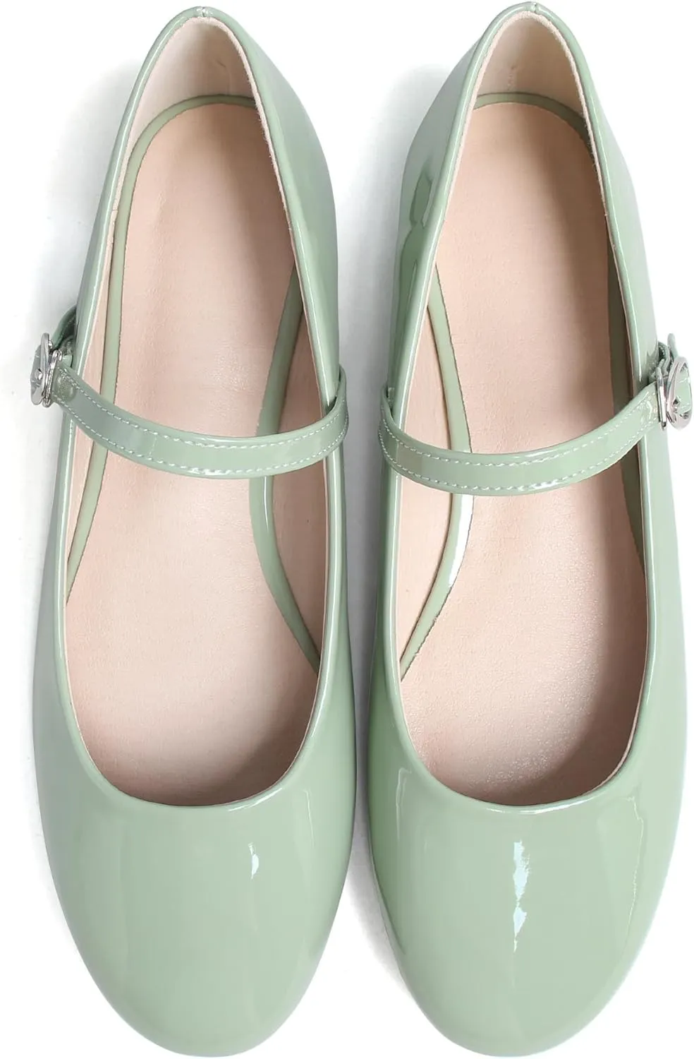 JiangWei Shu Round Toe Flats Dress Mary Jane Shoes Ankle Strap Ballet Flats Comfortable Casual Flats